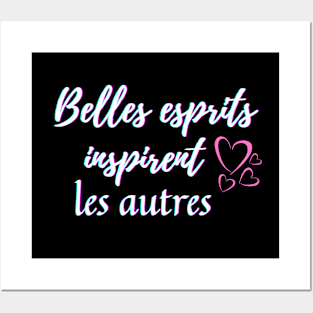 Beautiful mind inspire others - popular french quotes theme gifts (in white) Posters and Art